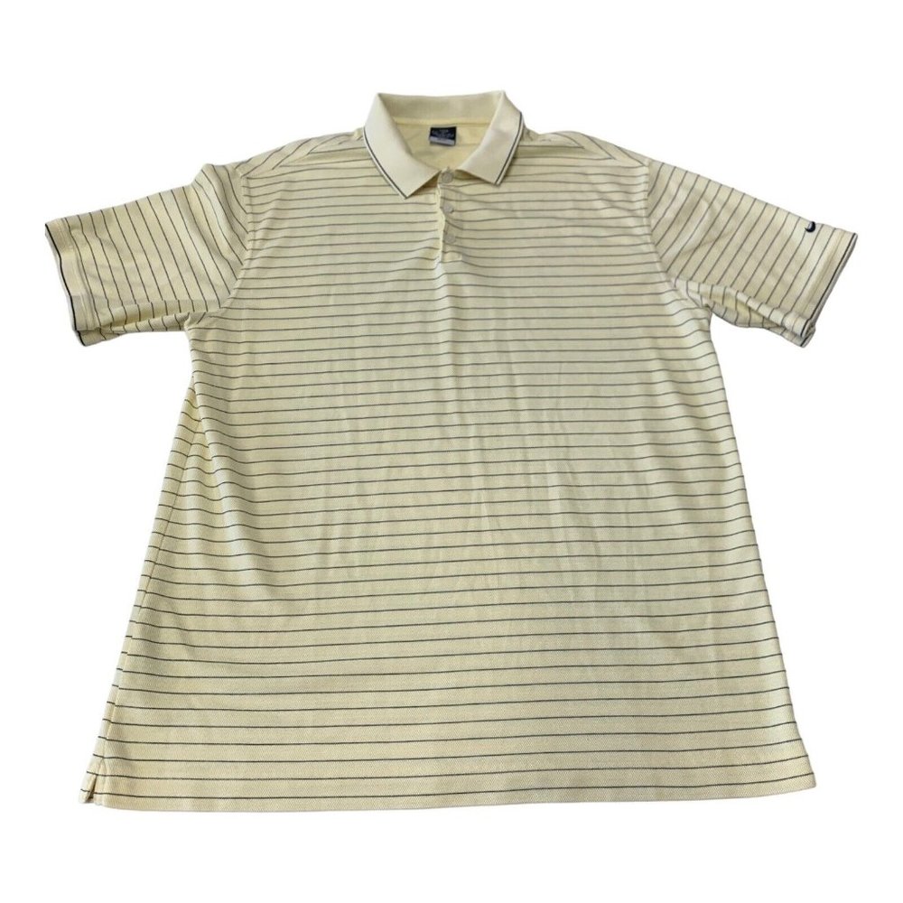 Nike Golf Short Sleeve Polo Shirt Mens XL Dry Fit Yellow Striped Performance